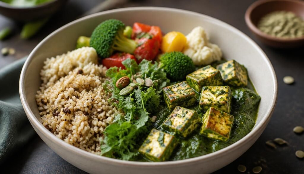 gpt image 2 a cinematic photo of spinach paneer power bowl is highly healthy photography 0