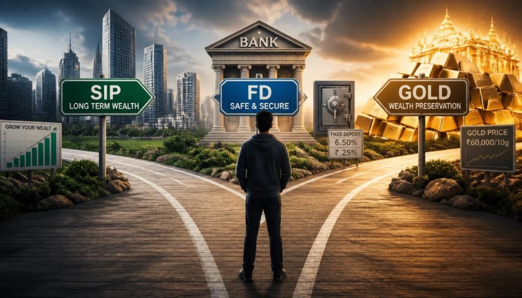 gpt image 2 a surreal and vibrant cinematic photo of sip vs fd vs gold where should indians 0