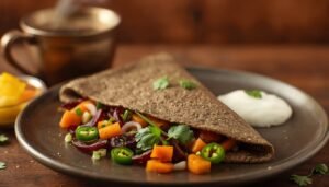 lucid origin a vibrant and appetizing image of a ragi vegetable dosa a traditional south indi 0