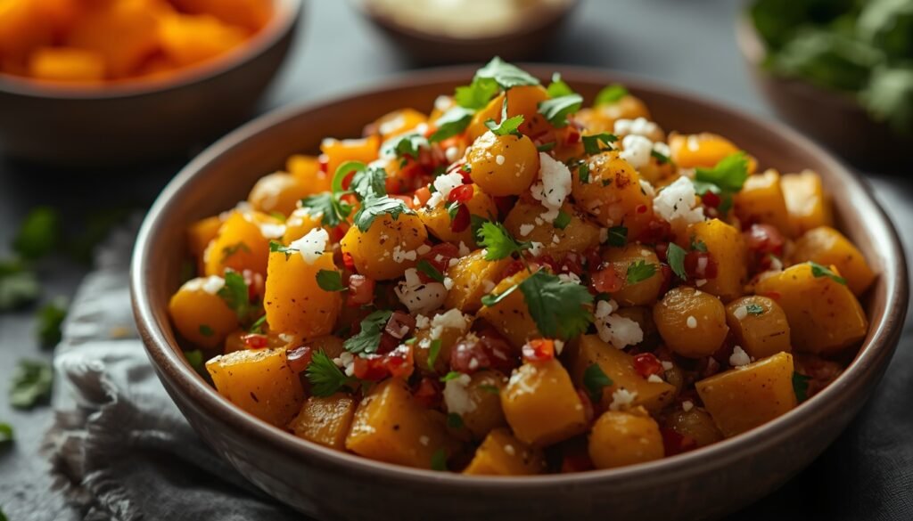 lucid origin a cinematic photo of sweet potato chickpea chaat is very healthy photography 0