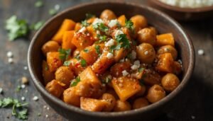 lucid origin a cinematic photo of sweet potato chickpea chaat is very healthy photography 0