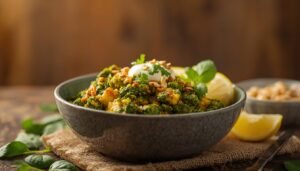 lucid origin a cinematic photo of a spinach paneer power bowl a vibrant and healthy dish set 0